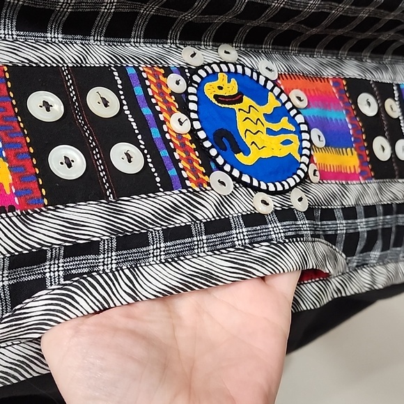 Art to Wear Upcycled Long Line Jacket Colorful Vintage Lagenlook Women's size M - Picture 8 of 16